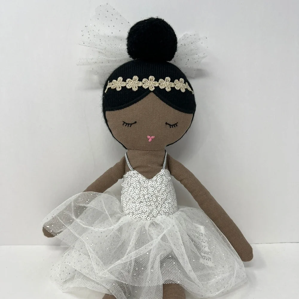 Hobby Lobby Ballerina Plush Doll 17 Inch White Silver Sequin Ballet Toy